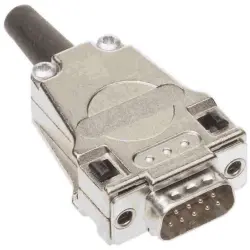 D-Sub connector housing, size: 1 (DE), straight 180°, cable Ø 3 to 9.5 mm, metal, silver, 09670090322280