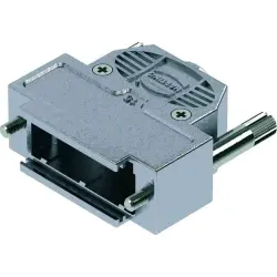D-Sub connector housing, size: 2 (DA), straight 180°, cable Ø 3.3 to 8.5 mm, thermoplastic, shielded, gray, 09670150433160