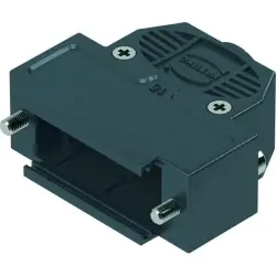 D-Sub connector housing, size: 2 (DA), straight 180°, cable Ø 3.3 to 8.5 mm, thermoplastic, black, 09670150442160
