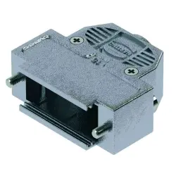 D-Sub connector housing, size: 2 (DA), straight 180°, cable Ø 3.3 to 8.5 mm, thermoplastic, shielded, silver, 09670150483160