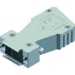 D-Sub connector housing, size: 1 (DE), straight 180°, zinc die casting, silver, 66670090347160