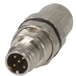 Plug, M12, 8 pole, crimp connection, screw locking, straight, 21038211825