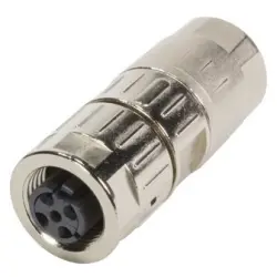 Jack, M12, 4 pole, crimp connection, screw locking, straight, 21038812406