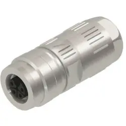 Jack, M12, 4 pole, crimp connection, Outer Push-Pull, straight, 21038962420