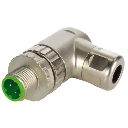 Plug, M12, 4 pole, crimp connection, screw locking, angled, 21437863401