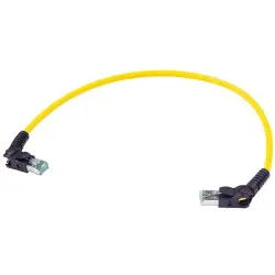 Patch cable, RJ45 plug, straight to RJ45 plug, straight, Cat 6A, S/FTP, LSZH, 0.3 m, yellow, 09488585587003