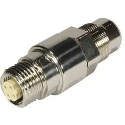 Panel feed through, M12 (4 pole, socket, D coded) to M12 (8 pole, socket, X coded), straight, 21033816402