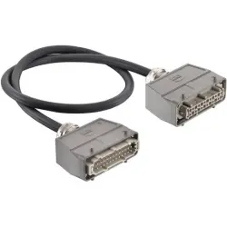 Connection cable, 1 m, plug, 24 pole straight to socket, 24 pole straight, AWG 16, 20871461301100