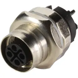 Panel socket, M12, 3 pole + PE, solder pins, push pull, straight, 21033092431
