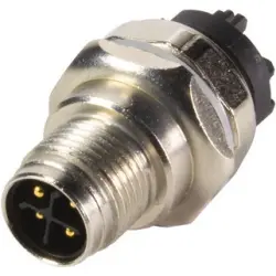 Panel plug, M12, 3 pole + PE, solder pins, push pull, straight, 21033091431