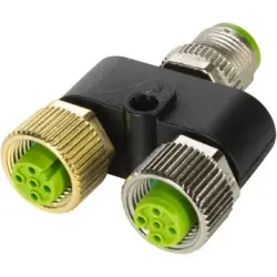 Adapter, 2 x M12 (5 pole, socket) to M12 (5 pole, plug), T-shape, 21433119500