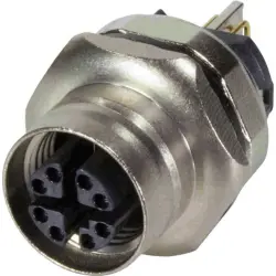 Panel socket, M12, 8 pole, solder pins, push pull, straight, 21033814860