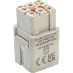 Socket contact insert, 3A, 5 pole, push-in, with PE contact, 09120055101