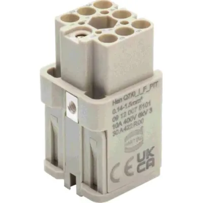 Socket contact insert, 3A, 7 pole, push-in, with PE contact, 09120075101 - 1