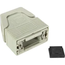 D-Sub connector housing, size: 1 (DE), straight 180°, angled 23°, cable Ø 3.3 to 14 mm, plastic, pebble gray, 09670090200