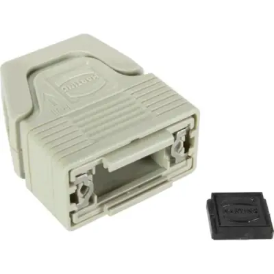 D-Sub connector housing, size: 1 (DE), straight 180°, angled 23°, cable Ø 3.3 to 14 mm, plastic, pebble gray, 09670090200160 - 1