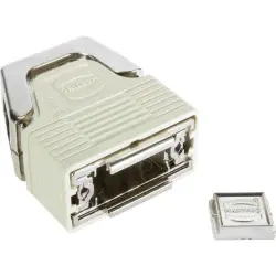 D-Sub connector housing, size: 1 (DE), straight 180°, angled 23°, cable Ø 3.3 to 14 mm, plastic, pebble gray, 09670090210160