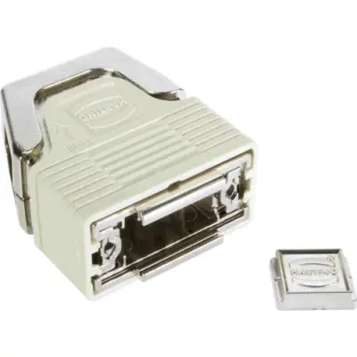D-Sub connector housing, size: 1 (DE), straight 180°, angled 23°, cable Ø 3.3 to 14 mm, plastic, pebble gray, 09670090210160 - 1