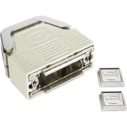 D-Sub connector housing, size: 2 (DA), straight 180°, angled 23°, cable Ø 3.3 to 14 mm, plastic, pebble gray, 09670150210160