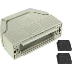 D-Sub connector housing, size: 3 (DB), straight 180°, angled 30°, cable Ø 3.3 to 14 mm, plastic, pebble gray, 09670250200160