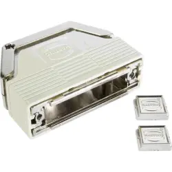 D-Sub connector housing, size: 3 (DB), straight 180°, angled 30°, cable Ø 3.3 to 14 mm, plastic, pebble gray, 09670250210