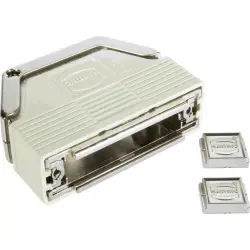 D-Sub connector housing, size: 3 (DB), straight 180°, angled 30°, cable Ø 3.3 to 14 mm, plastic, pebble gray, 09670250210160