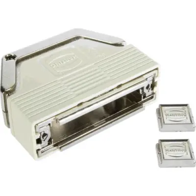 D-Sub connector housing, size: 3 (DB), straight 180°, angled 30°, cable Ø 3.3 to 14 mm, plastic, pebble gray, 09670250210160 - 1