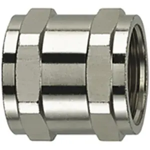 Hose connector, straight, (L) 45 mm, head Ø 77 mm, NPB, metal, for metal protective hoses, 166-50406 - 1