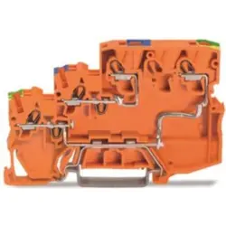 3-wire actuator supply terminal, push-in connection, 0.14-1.5 mm², 2 pole, 28 A, orange, 2000-5357/102-000