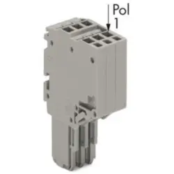 2-wire female connector, spring-clamp connection, 0.14-1.5 mm², 4 pole, 13.5 A, 6 kV, gray, 2020-204