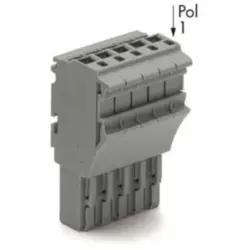 Female connector, 3 pole, pitch 5.2 mm, gray, 2022-103