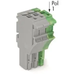 Female connector, 3 pole, pitch 5.2 mm, gray/green-yellow, 2022-103/000-036