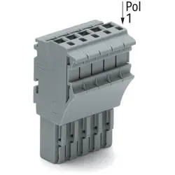 Female connector, 15 pole, pitch 5.2 mm, gray, 2022-115