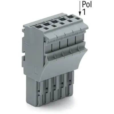 Female connector, 15 pole, pitch 5.2 mm, gray, 2022-115 - 1