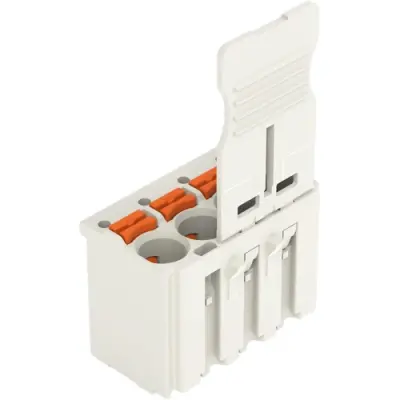 Female connector with grip plate, 2 pole, pitch 5 mm, straight, light gray, 2092-1102 - 1