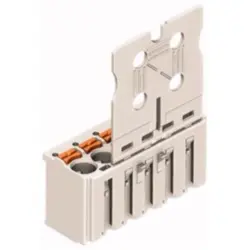 Female connector with grip plate, 12 pole, pitch 5 mm, straight, light gray, 2092-1112