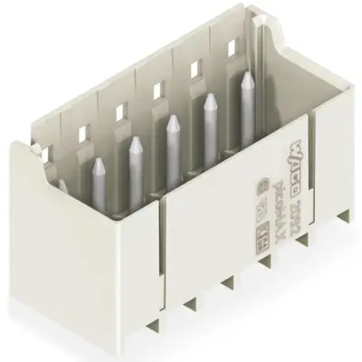 Pin header, 10 pole, pitch 5 mm, straight, light gray, 2092-1410 - 1
