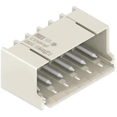 Pin header, 3 pole, pitch 5 mm, angled, light gray, 2092-1423 - 1