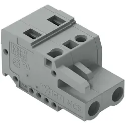 Socket header, 2 pole, pitch 7.5 mm, angled, gray, 231-202/026-000
