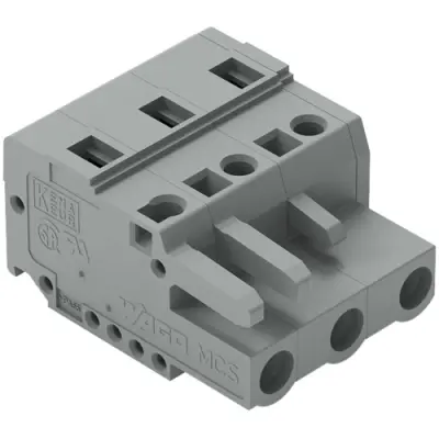 Socket header, 3 pole, pitch 7.5 mm, angled, gray, 231-203/026-000 - 1
