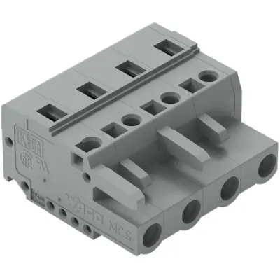 Socket header, 4 pole, pitch 7.5 mm, angled, gray, 231-204/026-000 - 1