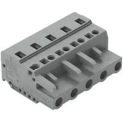 Socket header, 5 pole, pitch 7.5 mm, angled, gray, 231-205/026-000