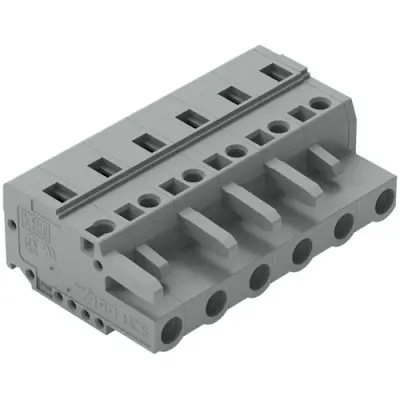 Socket header, 6 pole, pitch 7.5 mm, angled, gray, 231-206/026-000 - 1