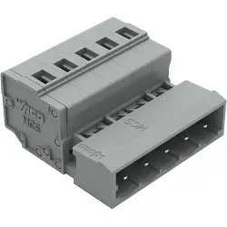 Pin header, 5 pole, pitch 5 mm, angled, gray, 231-605