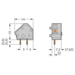 PCB terminal, 1 pole, pitch 7.5 mm, AWG 28-12, 24 A, cage clamp, orange, 236-756