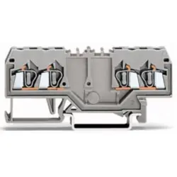Double through terminal, spring-clamp connection, 0.08-2.5 mm², 2 pole, 24 A, 8 kV, gray, 280-826