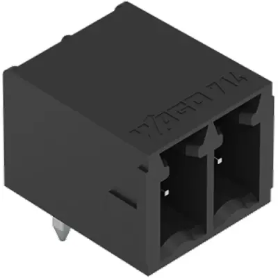 Pin header, 2 pole, pitch 3.5 mm, angled, black, 714-162 - 1