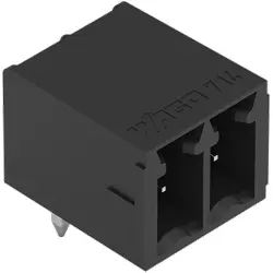 Pin header, 2 pole, pitch 3.5 mm, angled, black, 714-162