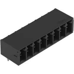 Pin header, 8 pole, pitch 3.5 mm, angled, black, 714-168