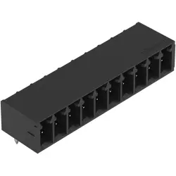 Pin header, 10 pole, pitch 3.5 mm, angled, black, 714-170